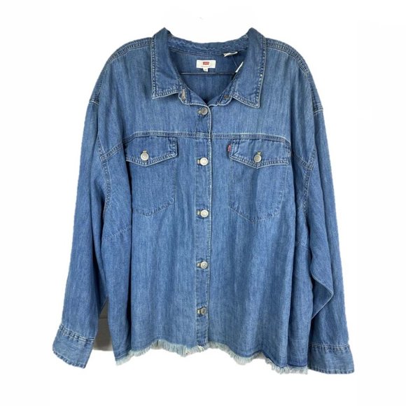 Levi's Tops - NWT Levis Denim Raw Hem Button Down Jean Shirt Top